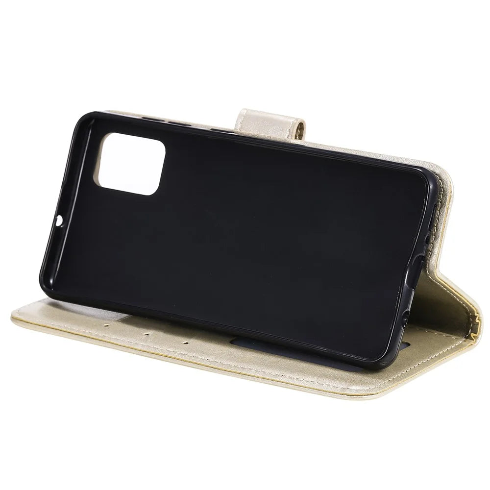 Imprint Flower Leather with Wallet Phone Casing for Samsung Galaxy A51 5G SM-A516 - Gold - 7