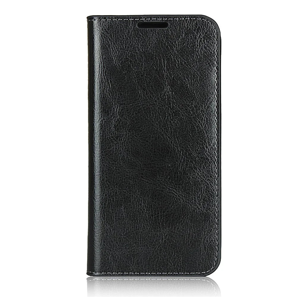 Crazy Horse Skin Genuine Leather Wallet Phone Case for Samsung Galaxy A41 (Global Version) - Black - 7