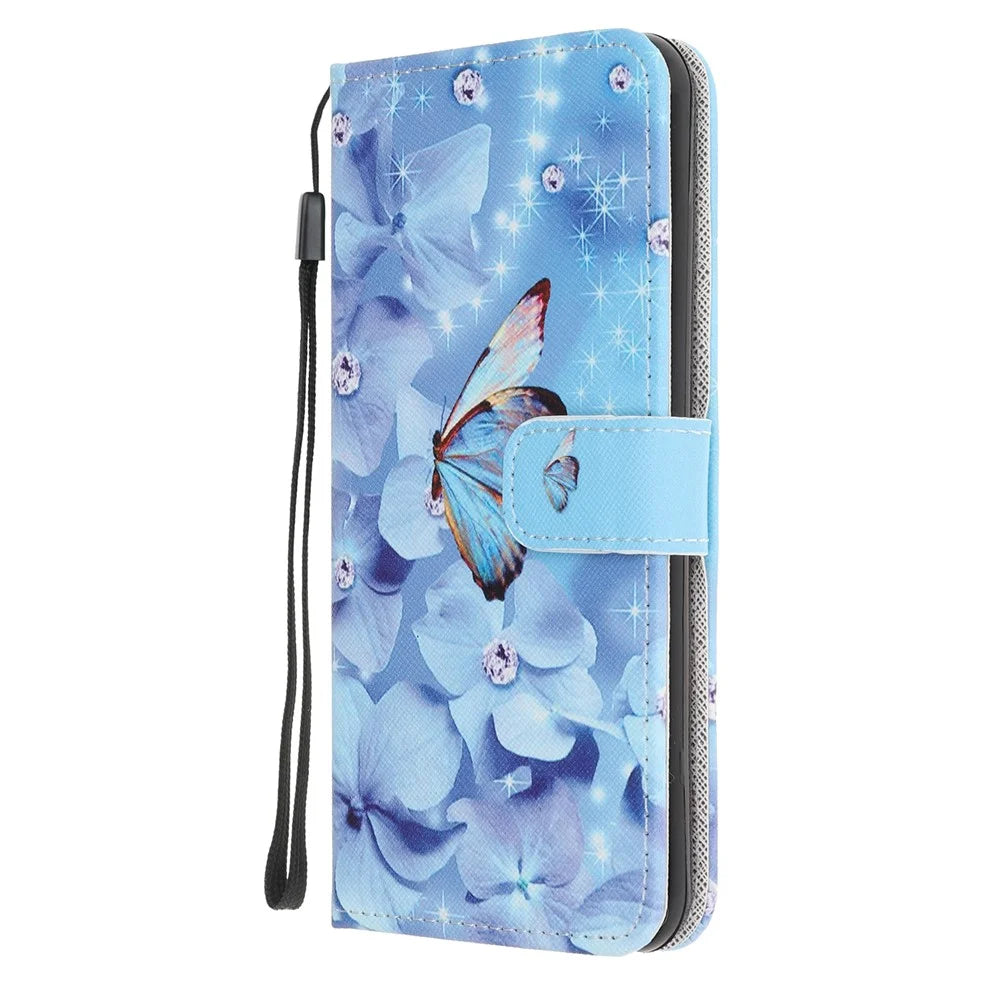Pattern Printing Cross Texture Leather Mobile Cover for Samsung Galaxy M21 / M30s - Butterfly and Flowers - 2
