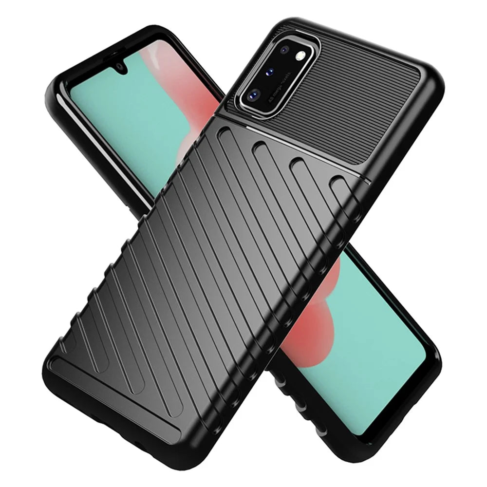 Thunder Series Twill Texture TPU Protection Case for Samsung Galaxy A41 (Global Version) - Black - 2