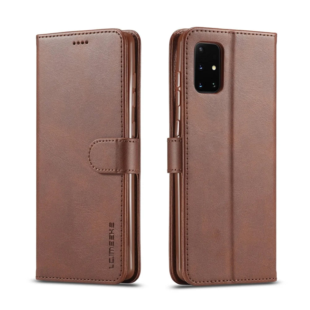 LC.IMEEKE Leather with Wallet Case for Samsung Galaxy A51 5G SM-A516 - Coffee - 1