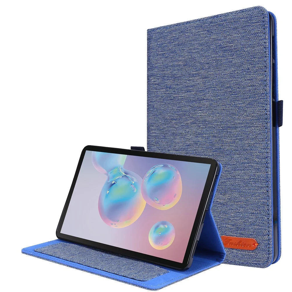 Cloth Texture Card Slots Stand Leather Protective Cover for Samsung Galaxy Tab A 8.4 (2020) T307 - Blue - 1