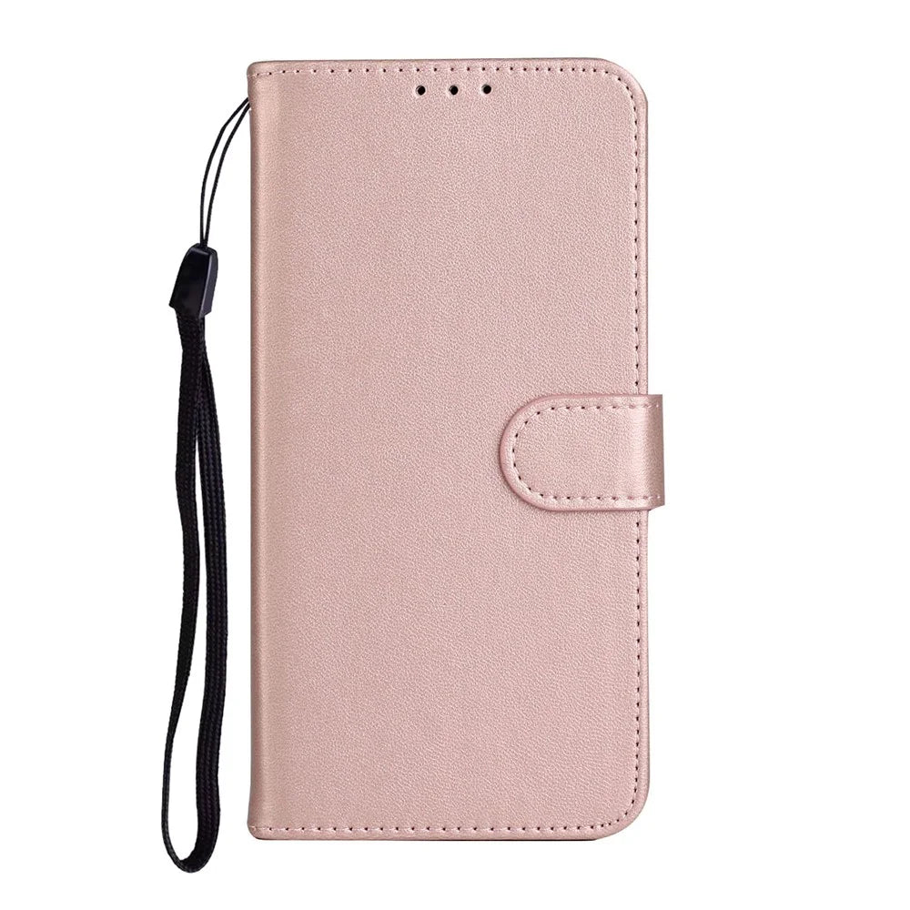 Solid Color Leather Wallet Back Cover for Samsung Galaxy A31 - Rose Gold - 3