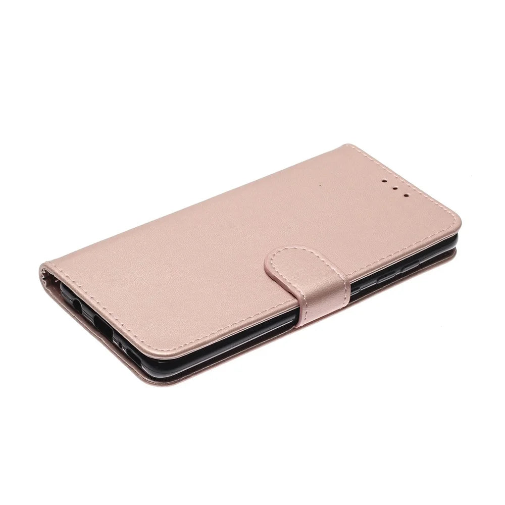 Solid Color Leather Wallet Back Cover for Samsung Galaxy A31 - Rose Gold - 6