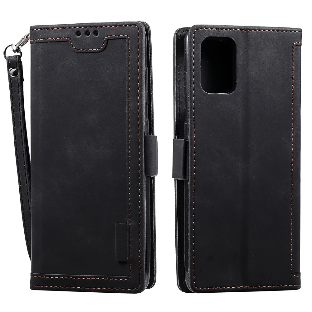 Retro Splicing Style Wallet Stand Flip Leather Case for  Samsung Galaxy Note20/Note20 5G - Black - 2