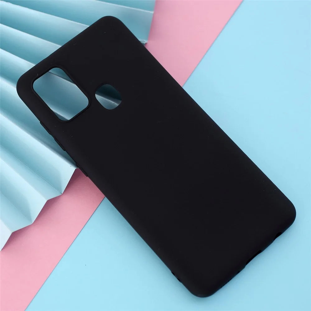 For Samsung Galaxy A21s Matte TPU Cover Anti-Scratch Slim Fit Flexible Phone Case - Black - 6