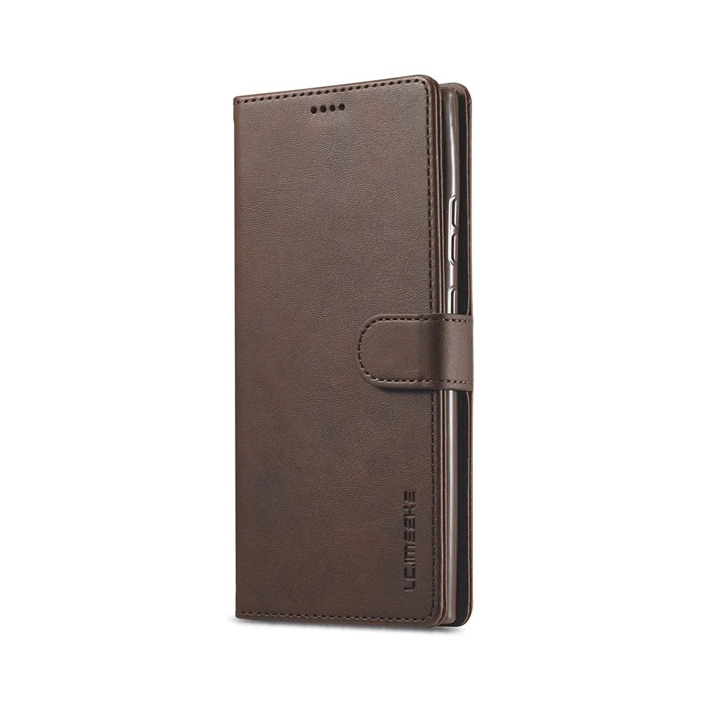 LC.IMEEKE Leather Wallet Stand Cover Cell Phone Case for Samsung Galaxy Note20/Note20 5G - Coffee - 2