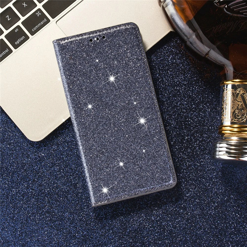 Flash Powder Stand Leather Card Holder Case for Samsung Galaxy A21s - Grey - 6