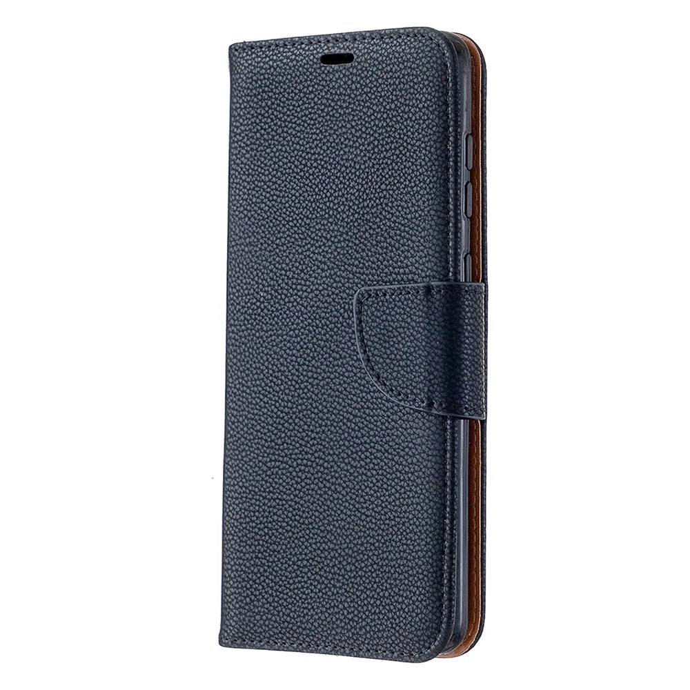Litchi Skin Wallet Leather Stand Case for Samsung Galaxy A21s - Black - 2