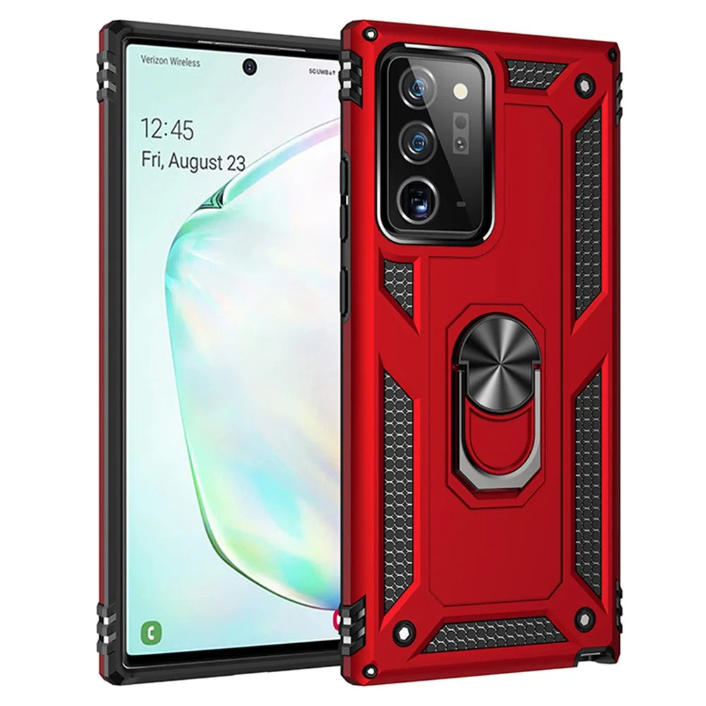 Hybrid PC TPU Kickstand Armor Phone Case Cover for Samsung Galaxy Note20/Note20 5G - Red - 1
