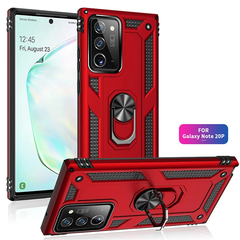 Hybrid PC TPU Kickstand Armor Phone Case Cover for Samsung Galaxy Note20/Note20 5G - Red - 2