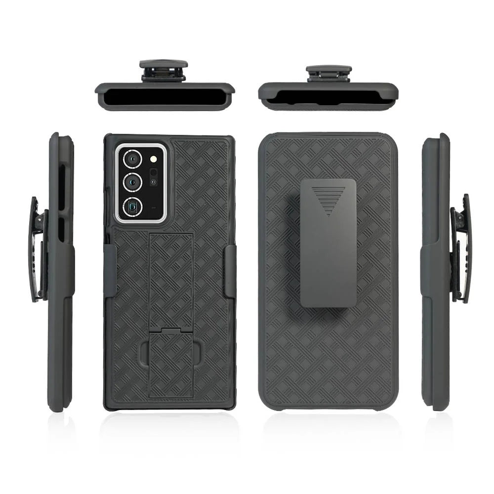 Woven Skin Swivel Belt Clip Holster PC + TPU Cover for Samsung Galaxy Note20 Ultra/Note20 Ultra 5G - 3