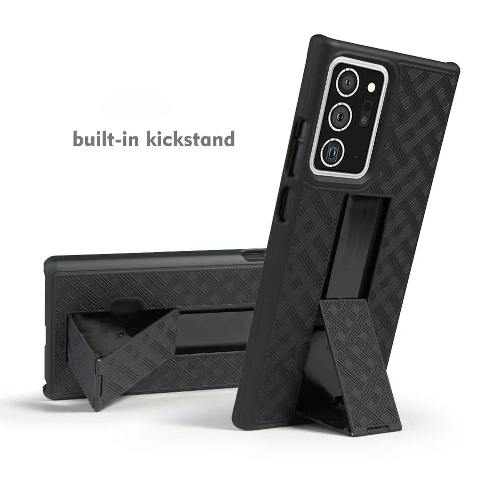 Woven Skin Swivel Belt Clip Holster PC + TPU Cover for Samsung Galaxy Note20 Ultra/Note20 Ultra 5G - 4