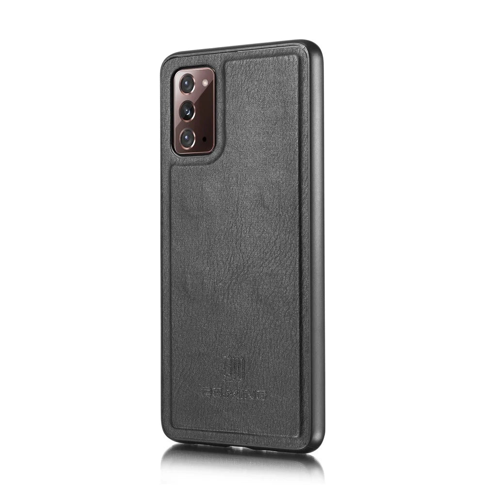 DG.MING Detachable 2-in-1 PC Back Cover + Split Leather Case for Samsung Galaxy Note20 / Note20 5G - Black - 5