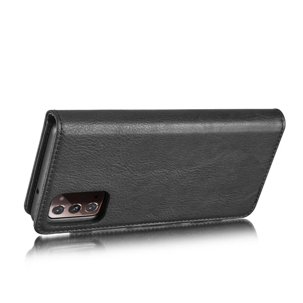 DG.MING Detachable 2-in-1 PC Back Cover + Split Leather Case for Samsung Galaxy Note20 / Note20 5G - Black - 6