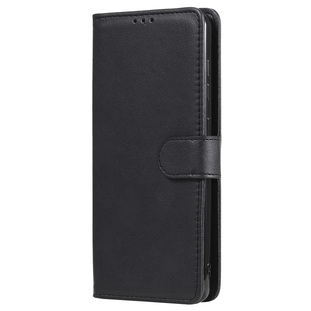 For Samsung Galaxy A21s Case 2 in 1 Detachable Magnetic Leather Wallet Mobile Cover with Strap - Black - 2