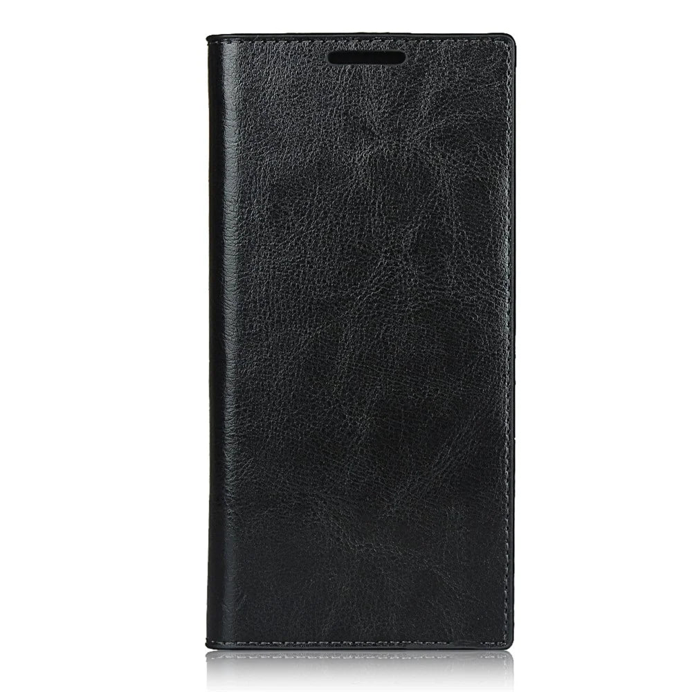 Crazy Horse Genuine Leather Wallet Cover Case for Samsung Galaxy Note20 Ultra/Note20 Ultra 5G - Black - 2