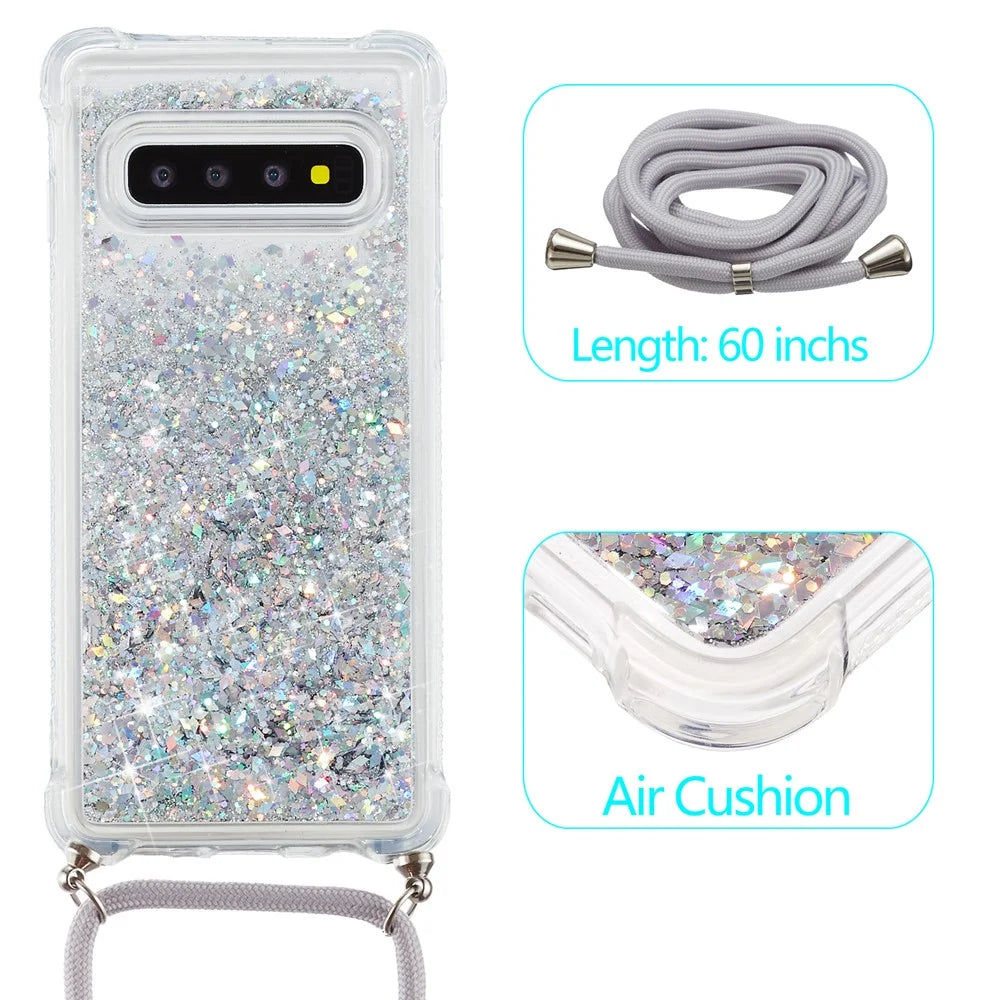 Glitter Powder Funny Quicksand TPU Back Stylish Cover for Samsung Galaxy S10 - White - 2