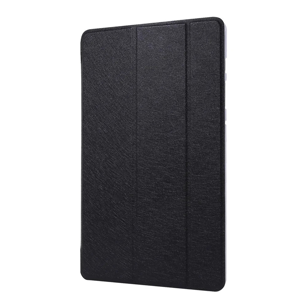 Silk Texture Tri-fold Stand Leather Case for Samsung Galaxy Tab S7 / S8 - Black - 2