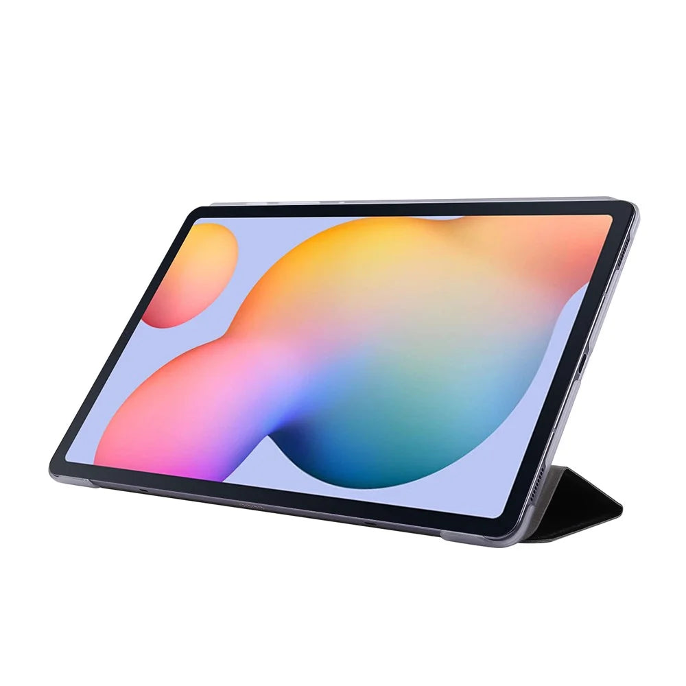 Silk Texture Tri-fold Stand Leather Case for Samsung Galaxy Tab S7 / S8 - Black - 4