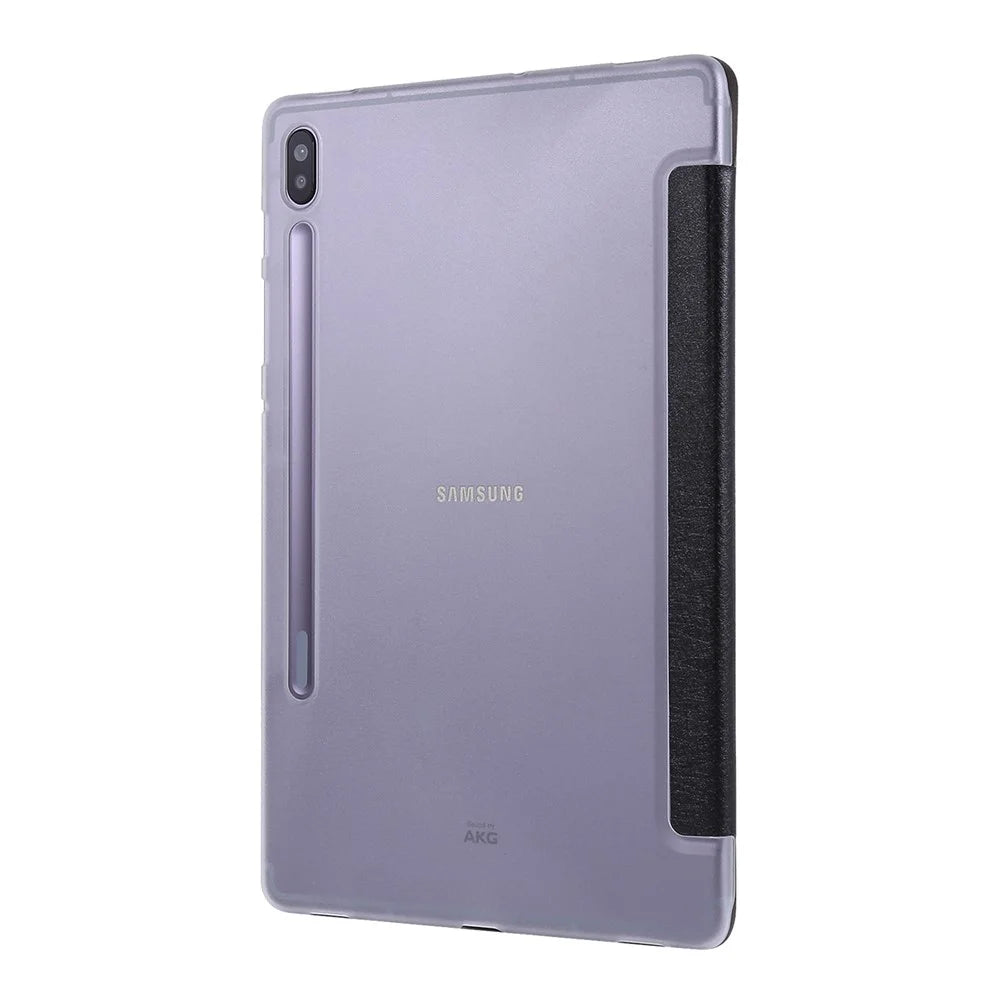 Silk Texture Tri-fold Stand Leather Tablet Case for Samsung Galaxy Tab S7+ / S8+ - Black - 3