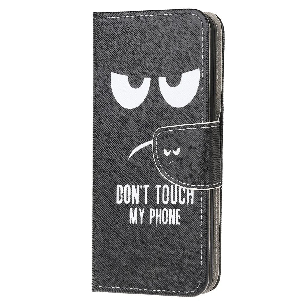 Patterned Cross Texture Leather Protector Wallet Case for Samsung Galaxy S20 Lite/S20 Fan Edition - Don't Touch My Phone - 2