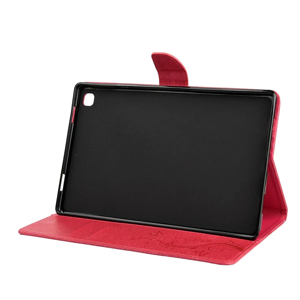 Imprint Butterfly Flower Wallet Stand Leather Cover for Samsung Galaxy Tab A7 10.4 (2020) / (2022) - Rose - 5