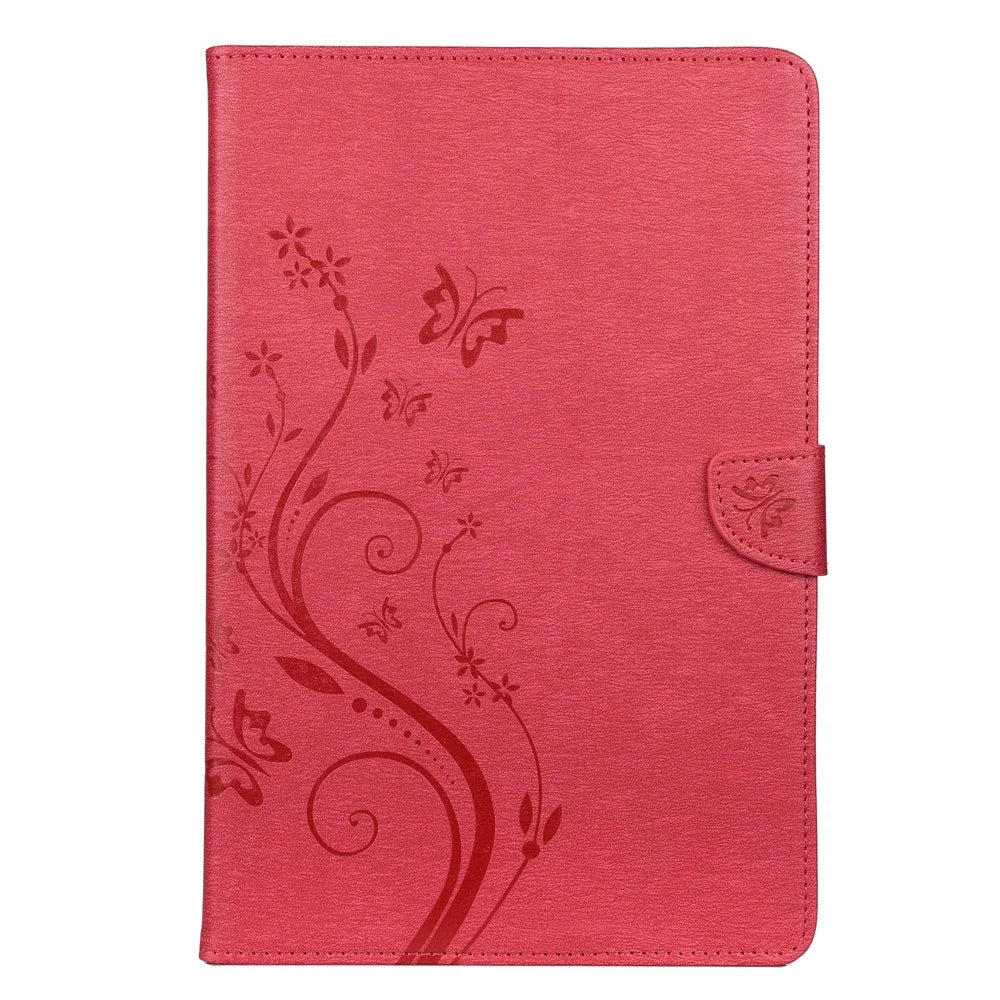 Imprint Butterfly Flower Wallet Stand Leather Cover for Samsung Galaxy Tab A7 10.4 (2020) / (2022) - Rose - 2