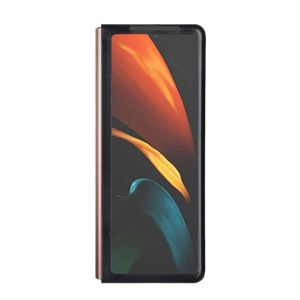 Leather Coated Hard PC Case for Samsung Galaxy Z Fold2 5G - Black - 2