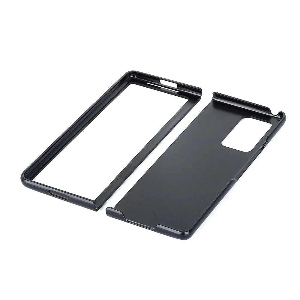 Leather Coated Hard PC Case for Samsung Galaxy Z Fold2 5G - Black - 4