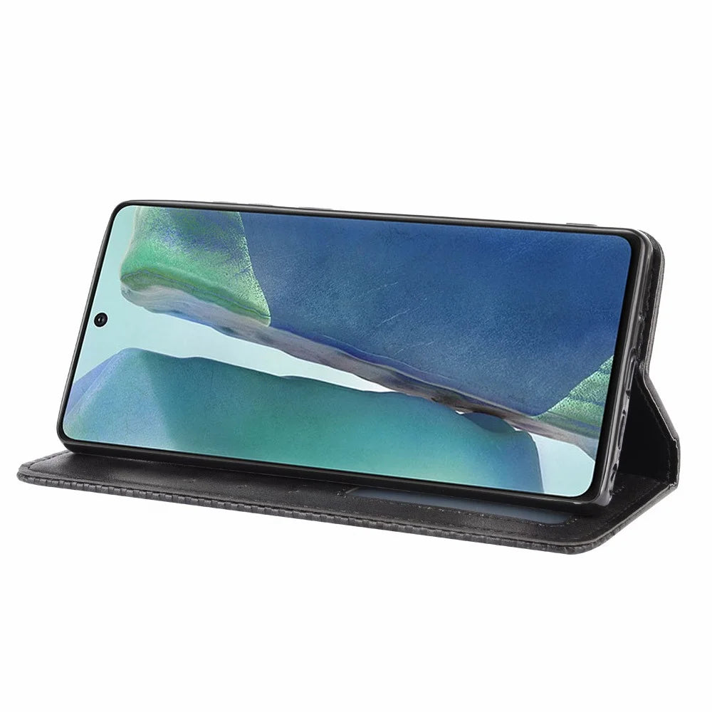 Vintage Protector Wallet Stand Leather Cover for Samsung Galaxy S20 Lite/S20 Fan Edition/FE 4G/5G - Black - 7