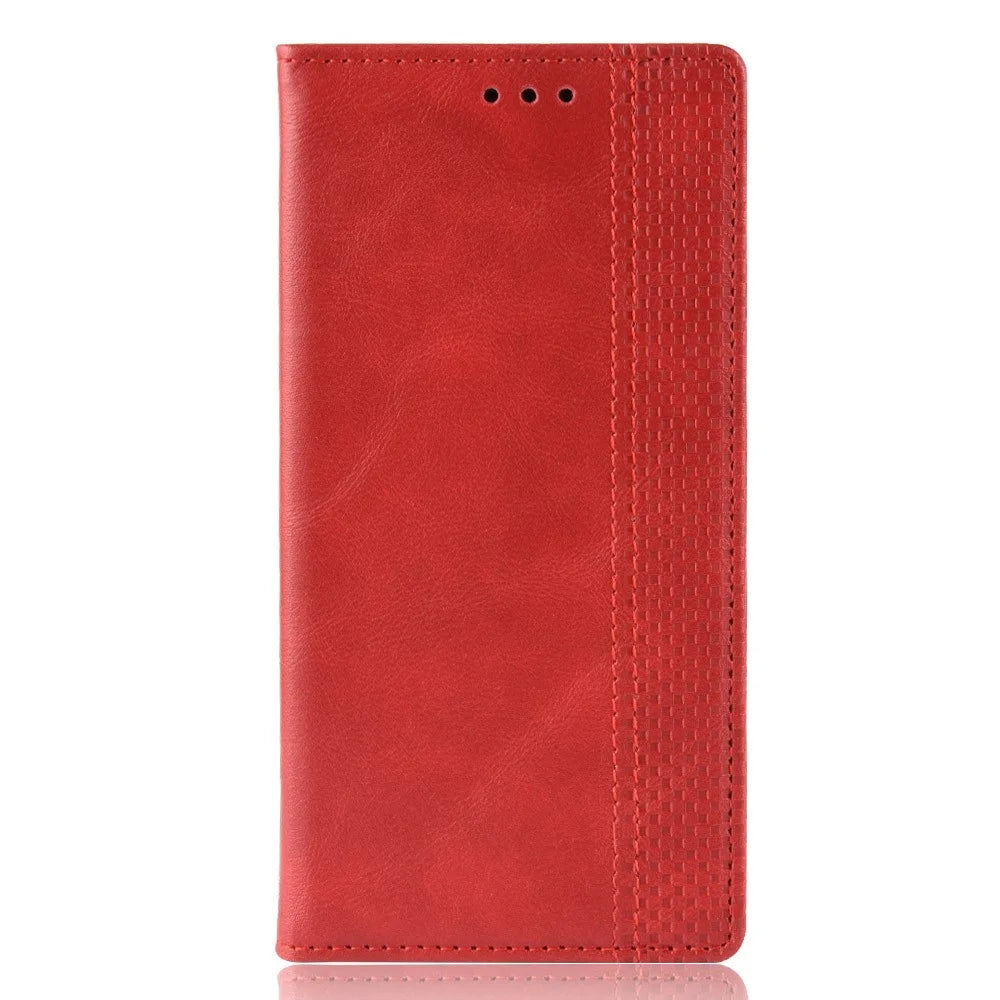 Vintage Style Wallet Stand Leather Phone Cover for Samsung Galaxy A42 5G - Red - 2