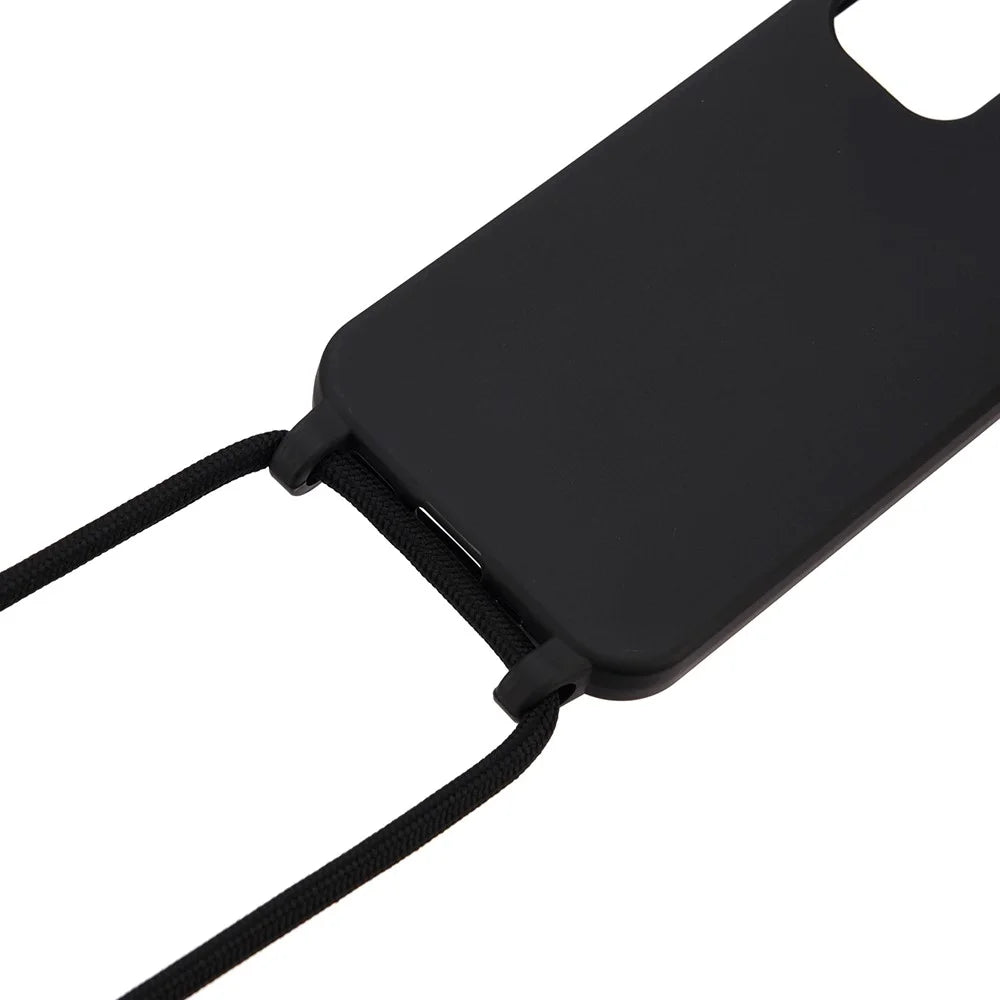 Soft TPU Case with Multi-function Lanyard for iPhone 12 /12 Pro Cover - Baby Black - 2