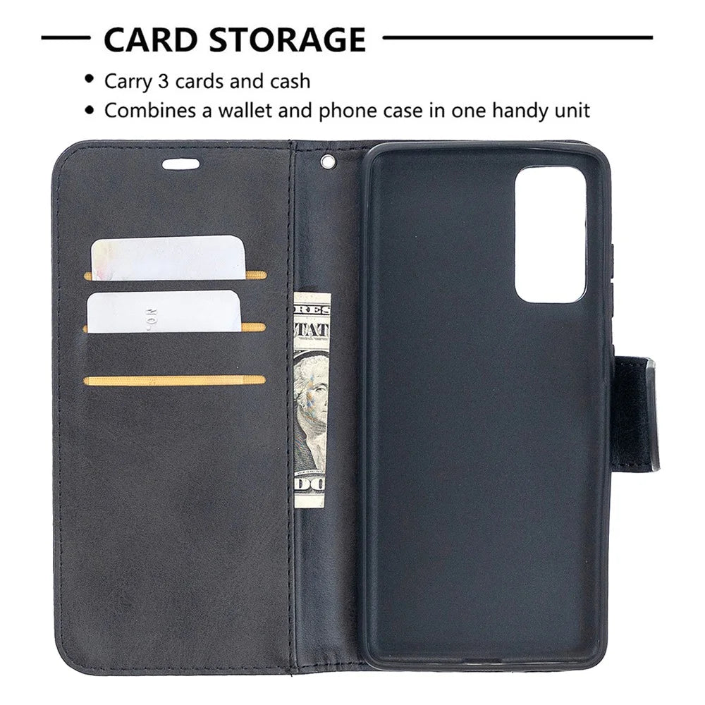 PU Leather Wallet Stand Phone Case for Samsung Galaxy S20 FE 4G/FE 5G/S20 Lite/S20 FE 2022 - Black - 6