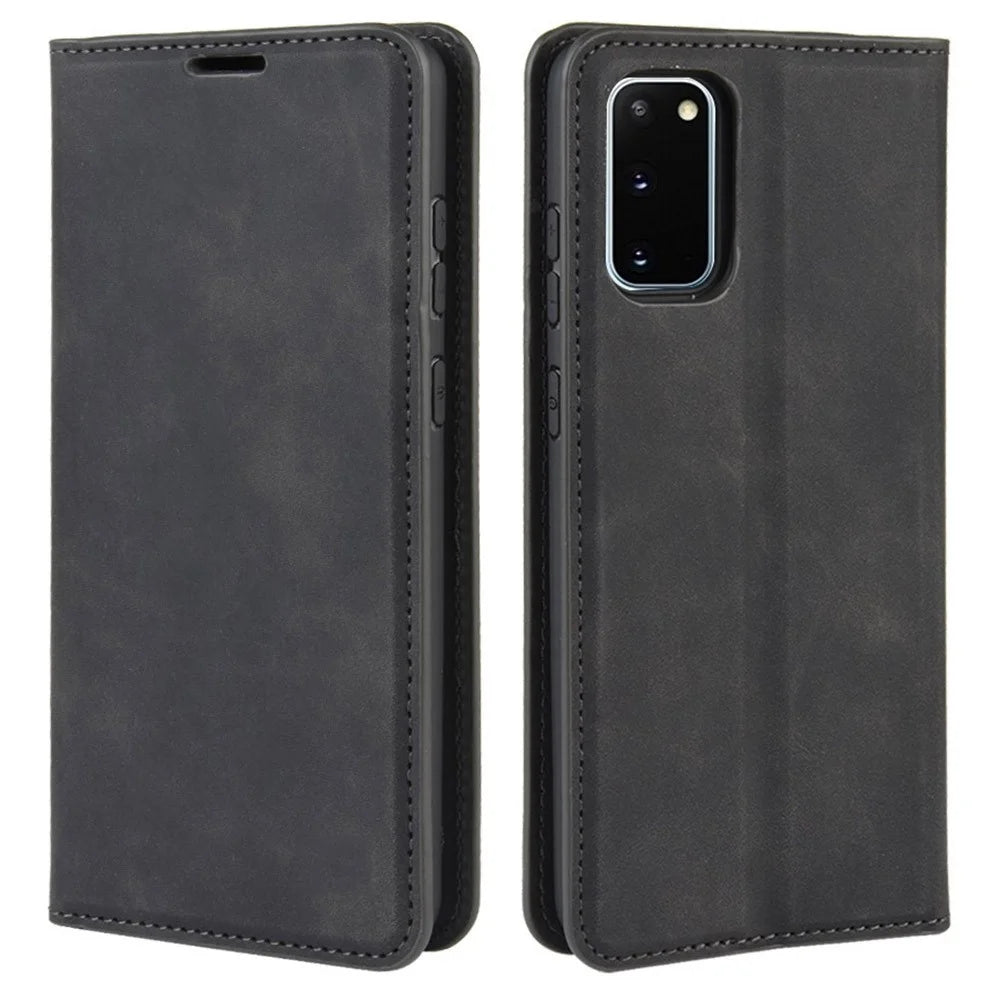 Silky Touch Leather Shell Case for Samsung Galaxy S20 FE 4G / FE 5G / S20 Lite / S20 FE 2022 - Black - 1