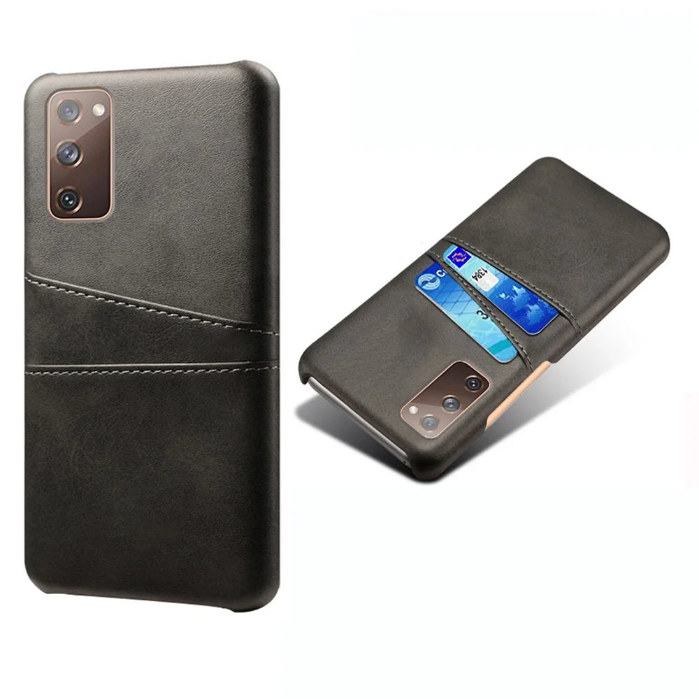 for Samsung Galaxy S20 FE 4G / FE 5G / S20 Lite / S20 FE 2022 PU Leather + Plastic Shell with Card Holder Slots - Black - 1