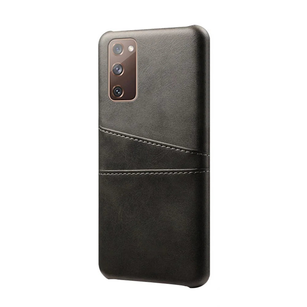 for Samsung Galaxy S20 FE 4G / FE 5G / S20 Lite / S20 FE 2022 PU Leather + Plastic Shell with Card Holder Slots - Black - 2
