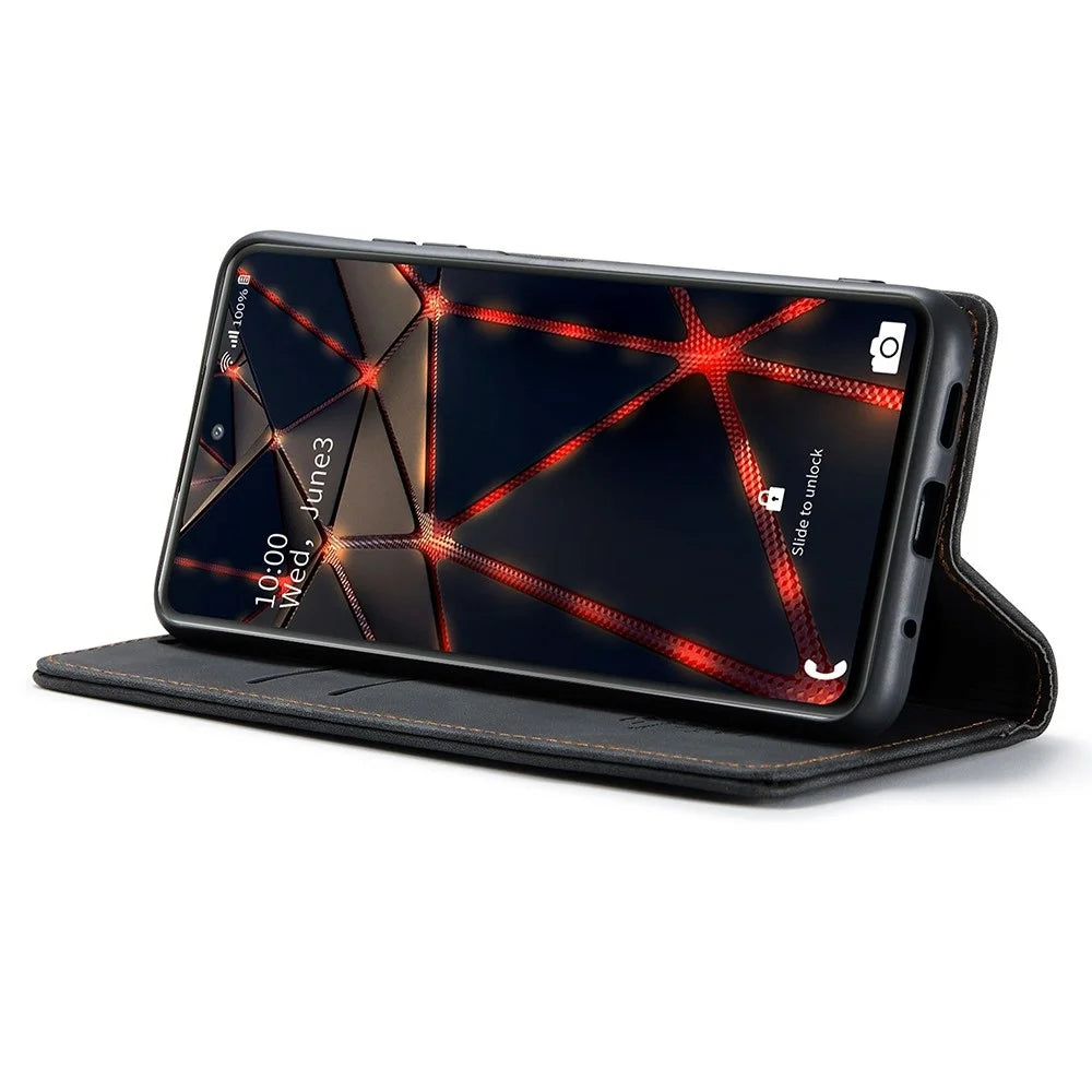 CASEME 013 Series Phone Cover for Samsung Galaxy S20 FE 4G / FE 5G / S20 Lite / S20 FE 2022 Auto-Absorbed Leather Stand Wallet Case - Black - 3