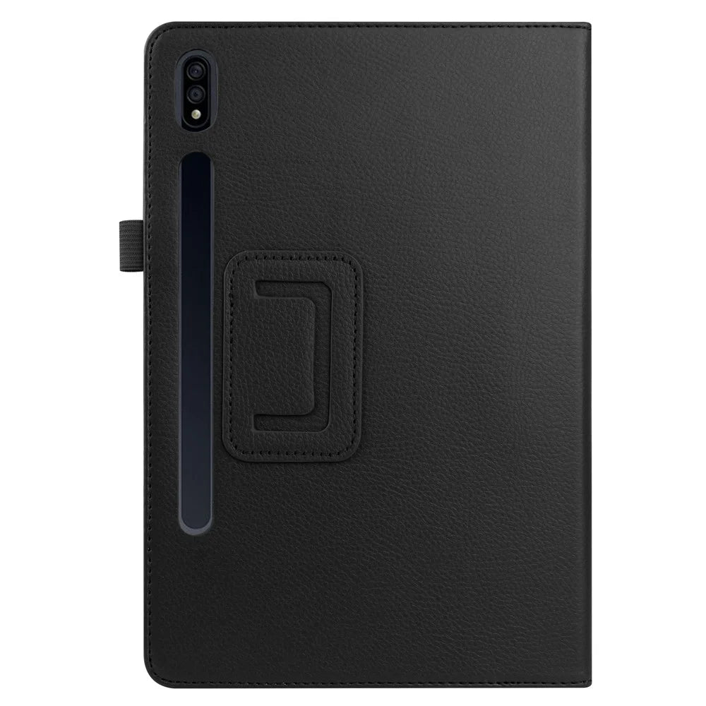 Litchi Skin Leather Stand Case for Samsung Galaxy Tab S7 T870 / T875 / S8 - Black - 2