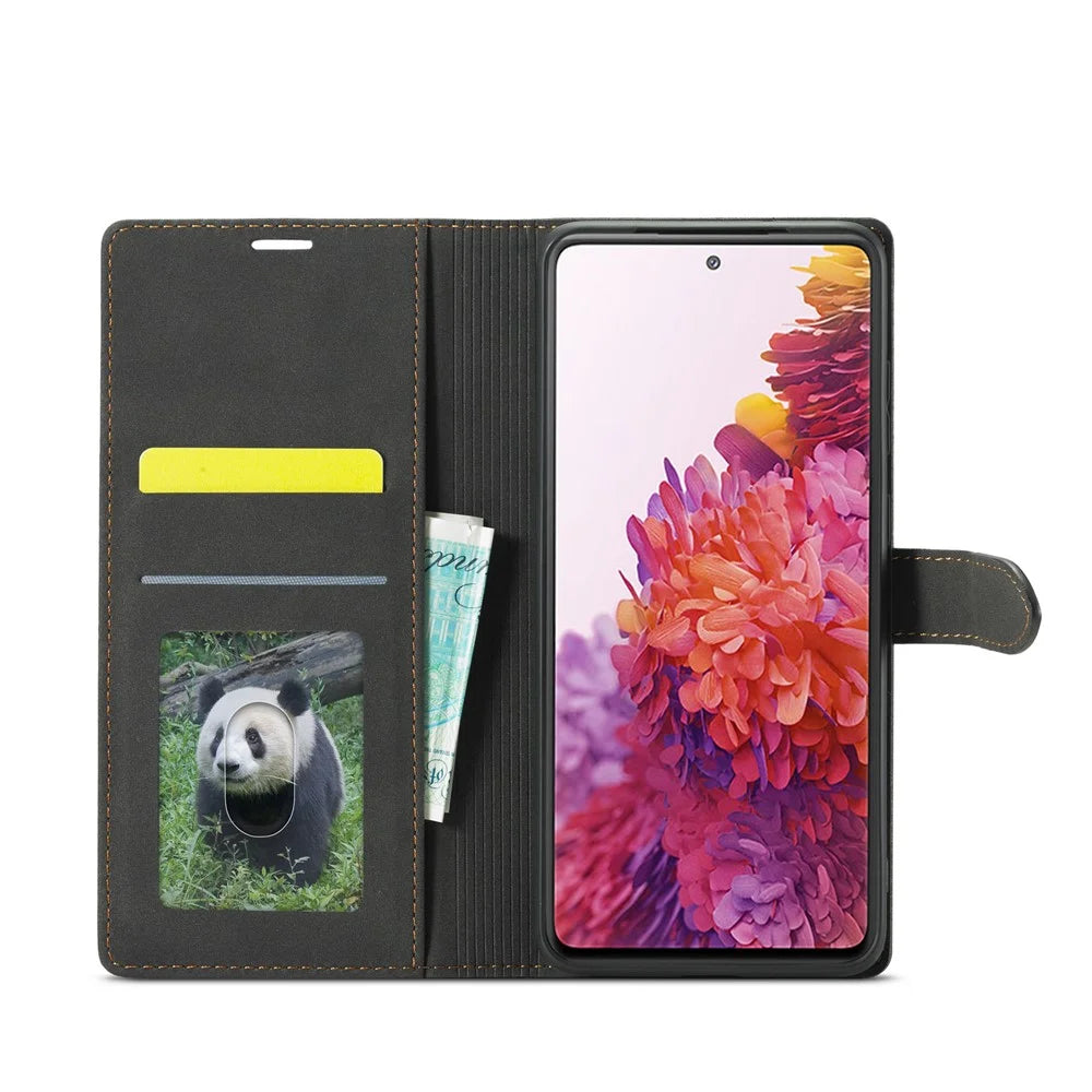 FORWENW F1 Series Case for Samsung Galaxy S20 FE/S20 Fan Edition/S20 FE 5G/S20 Fan Edition 5G/S20 Lite/S20 FE 2022 Leather Wallet Stand Cover - Black - 6