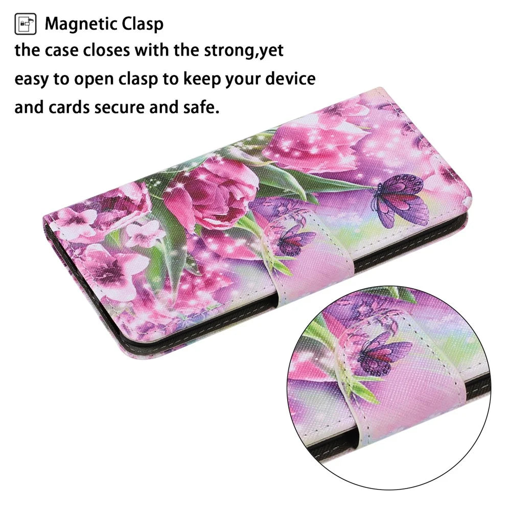 For Samsung Galaxy S20 FE 5G/Fan Edition 5G/S20 FE/Fan Edition/S20 Lite/S20 FE 2022 Pattern Printing PU Leather Case Flip Stand Wallet Protective Cover - Flowers and Butterflies - 3