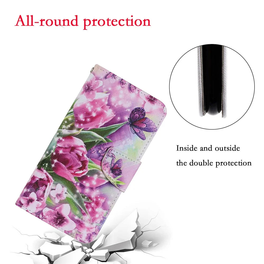 For Samsung Galaxy S20 FE 5G/Fan Edition 5G/S20 FE/Fan Edition/S20 Lite/S20 FE 2022 Pattern Printing PU Leather Case Flip Stand Wallet Protective Cover - Flowers and Butterflies - 4