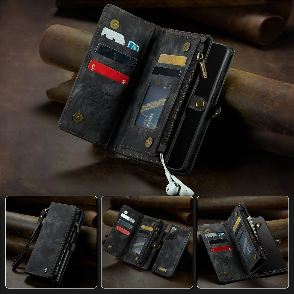 CASEME for Samsung Galaxy S20 FE / S20 Fan Edition / S20 FE 5G / S20 Fan Edition 5G / S20 Lite / S20 FE 2022 008 Series Multi-function 2-in-1 Wallet TPU+PU Leather Phone Case - Black - 1