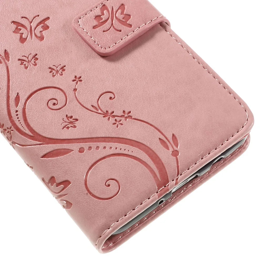Butterfly Leather Wallet Stand Case for Samsung Galaxy J5 (2016) - Pink - 4