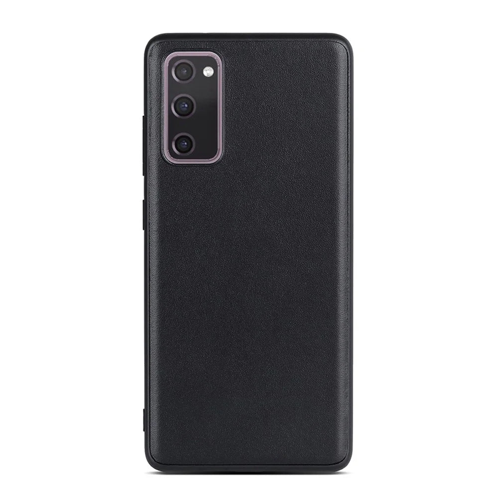 For Samsung Galaxy S20 FE/S20 Fan Edition/S20 FE 5G/S20 Fan Edition 5G/S20 Lite/S20 FE 2022 Genuine Leather Coated TPU + PC Shell - Black - 1