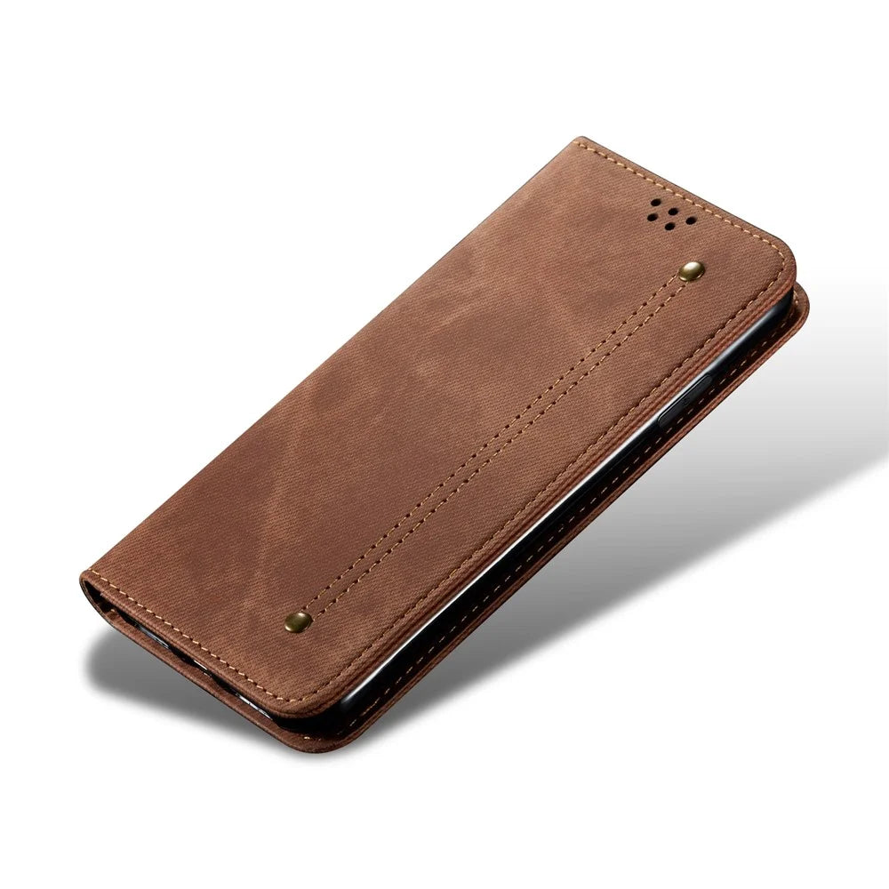 Leisure Style Cell Phone Cover Case in Jeans Cloth Texture for Samsung Galaxy M51 (without Fingerprint Version) - Brown - 4