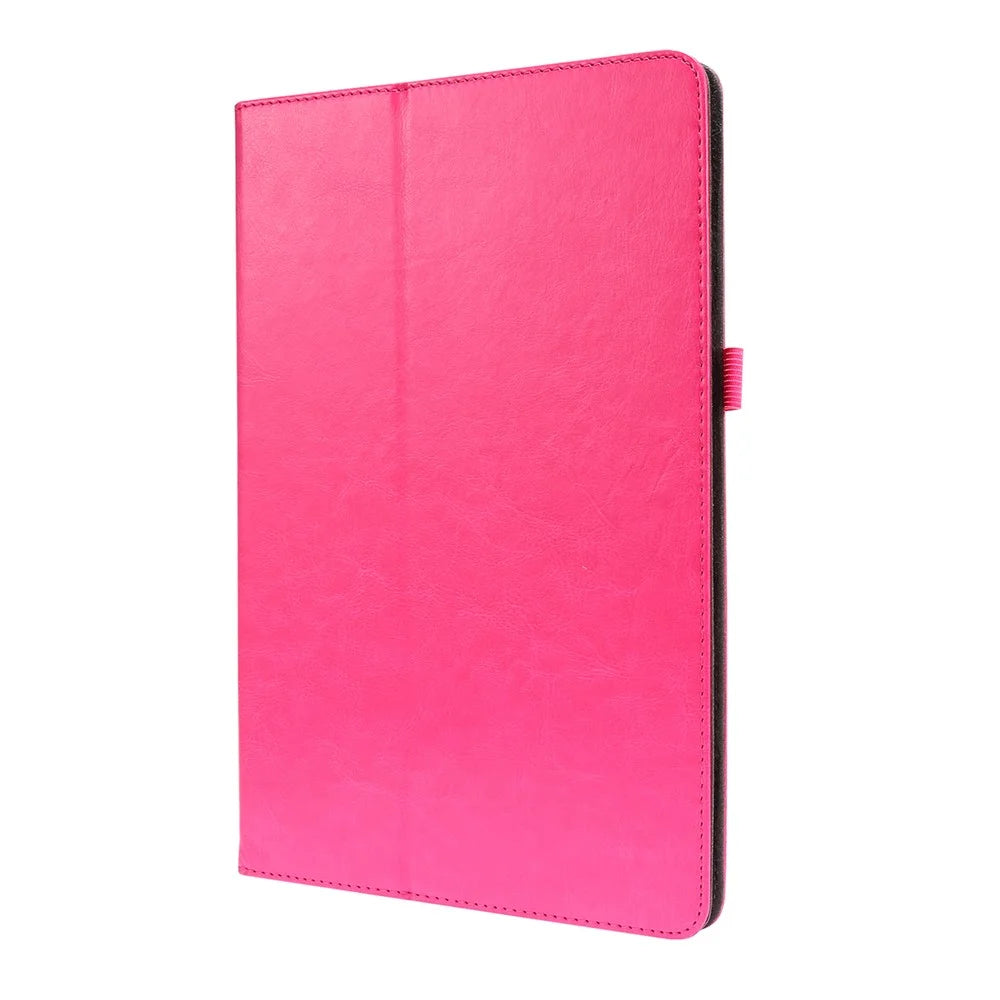 Crazy Horse Texture Two-Fold Design Leather Cover Case for Samsung Galaxy Tab S7+ / S8+ - Rose - 2