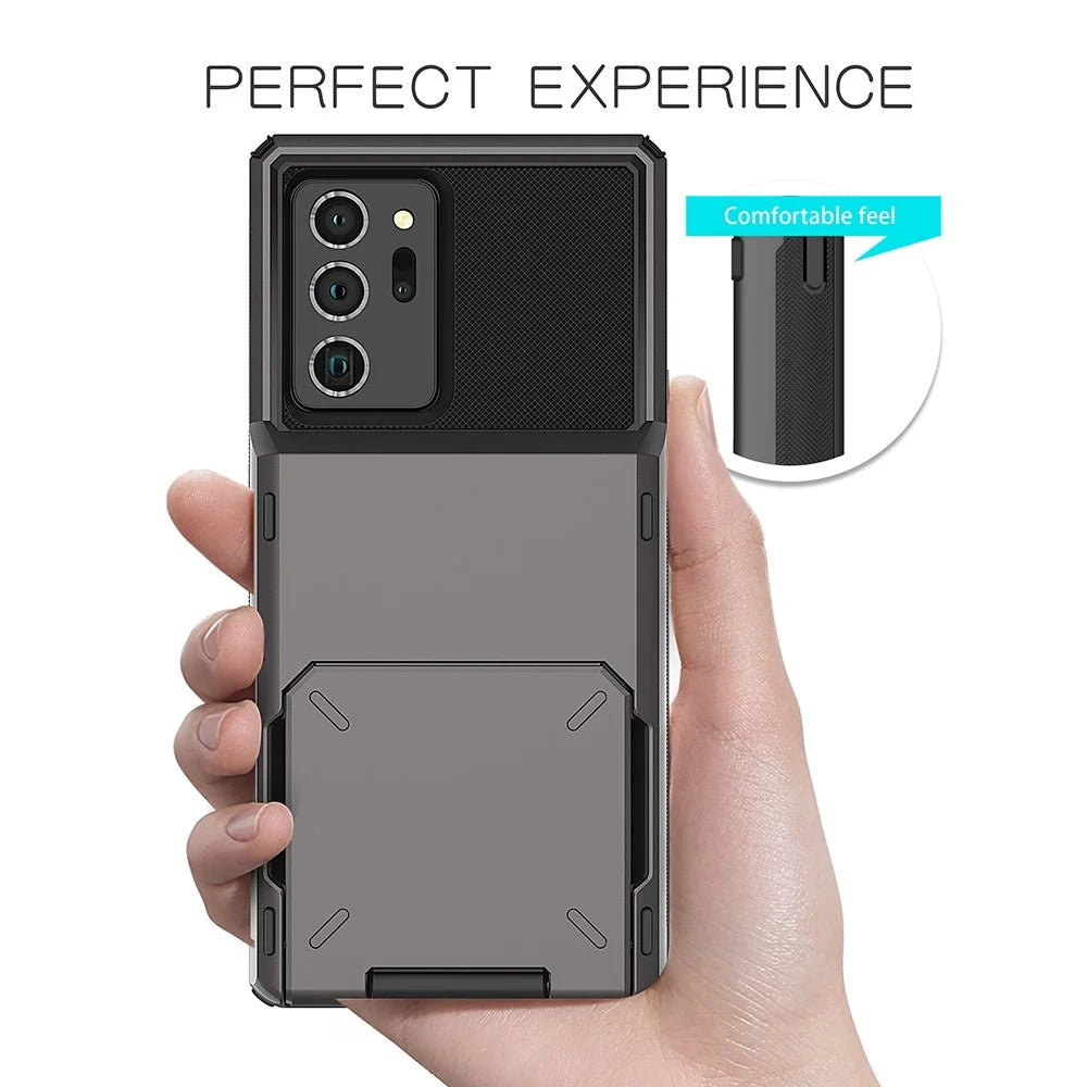 Flip Card Holder TPU+PC Hybrid Case for Samsung Galaxy Note 20 Ultra/Note 20 Ultra 5G - Grey - 6