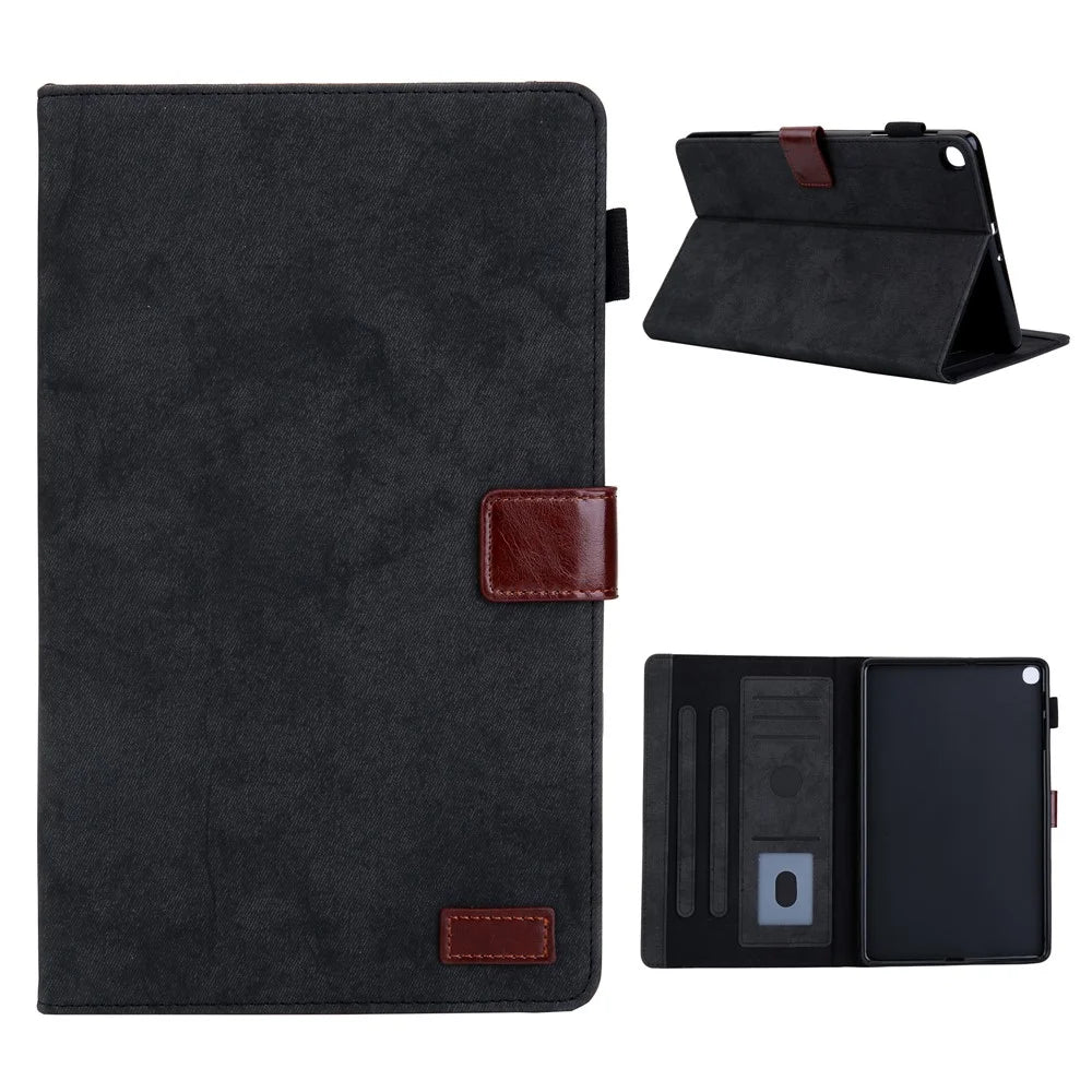 TPU Shell + PU Leather Stand Case with Card Holder for Samsung Galaxy Tab A7 10.4 (2020) / (2022) T500 / T505 - Black - 1