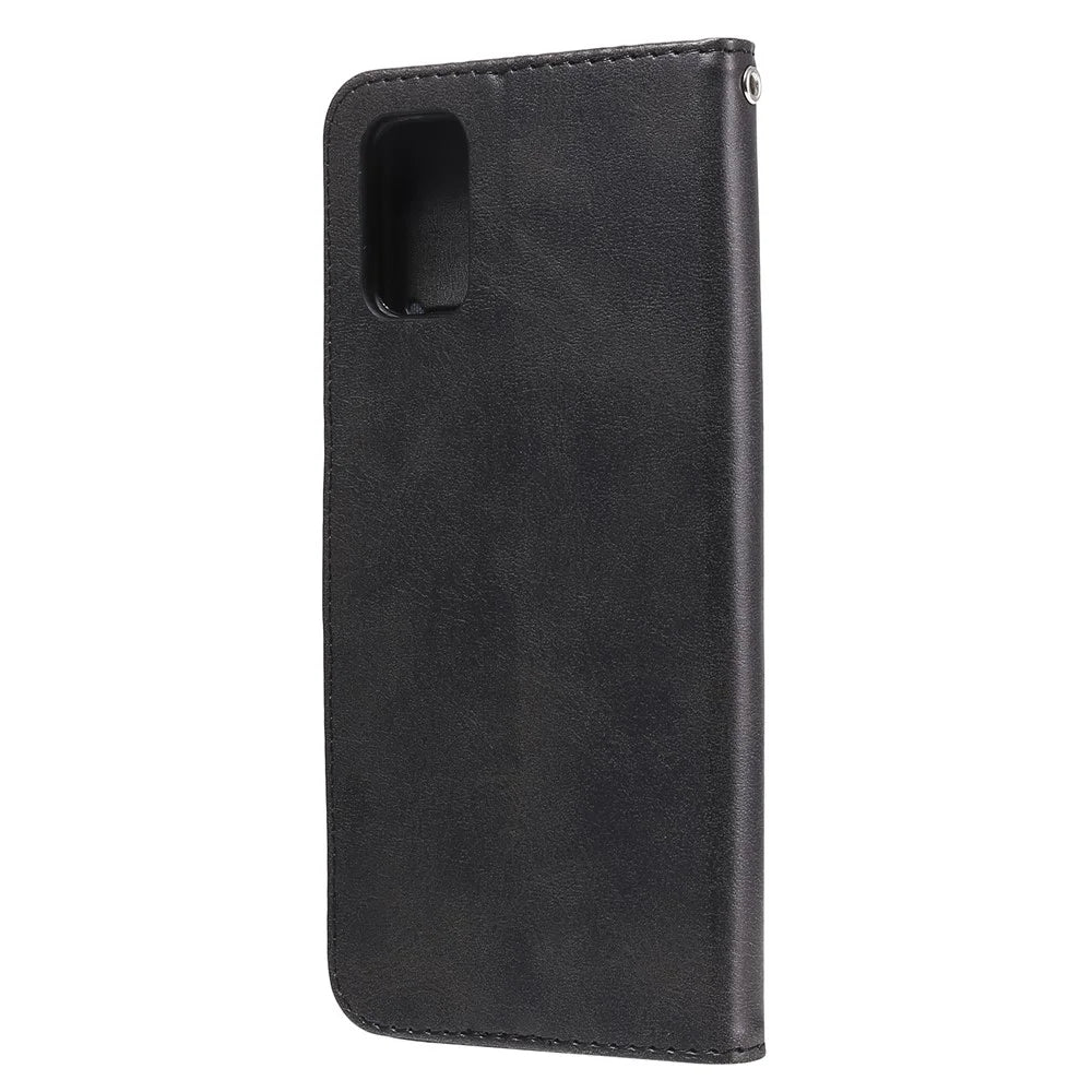 Zipper Pocket Leather Wallet Stand Case for Samsung Galaxy S20 FE 4G/5G/2022/S20 Lite - Black - 4
